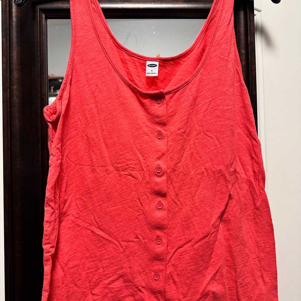 Old Navy Red Boxy Buttoned Tank Top
